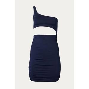 NEW MELODY FASHION one-shoulder ruched cutout mini dress in navy